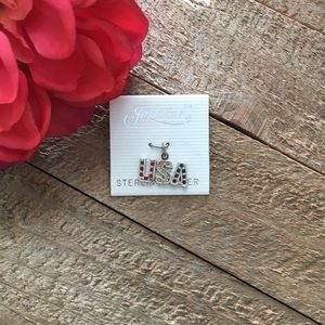 NWT Jerlaine USA Sterling Silver Charm with Gems